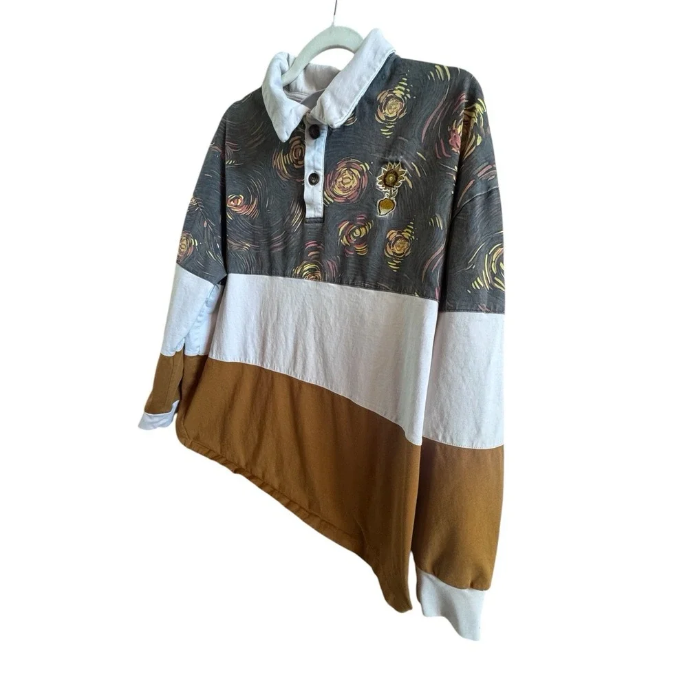 Evergreen Manor Sunflower Cotton Rugby Shirt Size 2XL